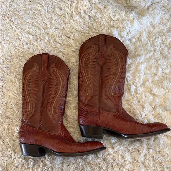 ? Ferrini Genuine Teju Lizard Western Cowboy Boots – Brown – Size 11 main image 12
